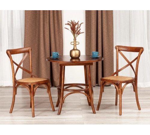 Стол THONET (mod.T9152) дерево вяз, 80х75 см, Темный Орех (№5)