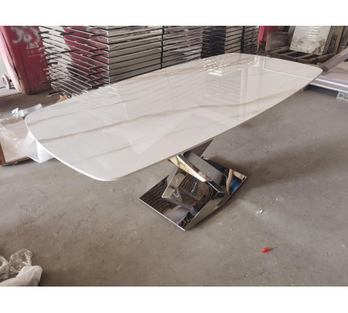 Стол Интерно Силвер DT-2883, 180х90х75 см, белый мрамор/серебро
