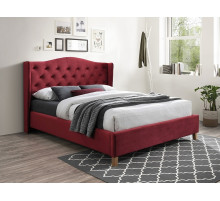 Кровать SIGNAL ASPEN VELVET 160, бордовый / дуб, тк. BL59