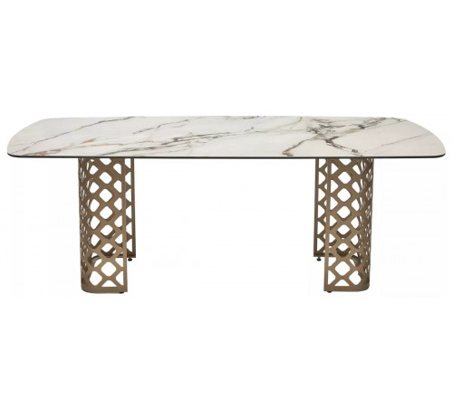 Стол CHIAVARI 220 KL-188 Контрастный мрамор матовый, итальянская керамика / Шампань