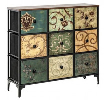Комод Лунет 9 ящиков (каркас Черный/ящики Мульти зеленый)