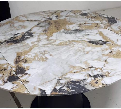 Стол TERAMO 135 GLOSS GRAND JADE SOLID CERAMIC, керамика, поворотн.механизм / Черный каркас, ®DISAUR