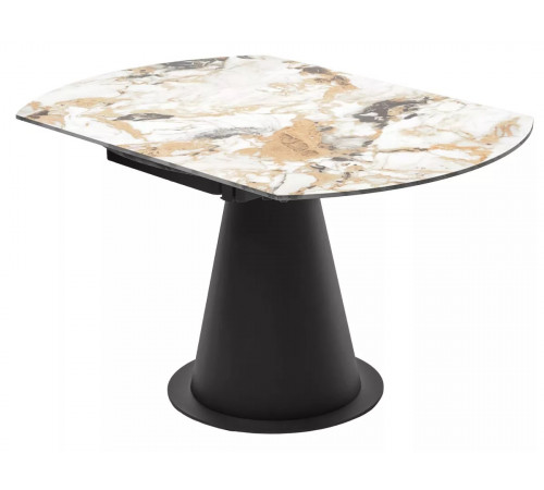 Стол TERAMO 135 GLOSS GRAND JADE SOLID CERAMIC, керамика, поворотн.механизм / Черный каркас, ®DISAUR