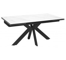 Стол BELLUNO 160 MARBLES KL-99 Белый мрамор матовый, итальянская керамика/ черный каркас, ®DISAUR