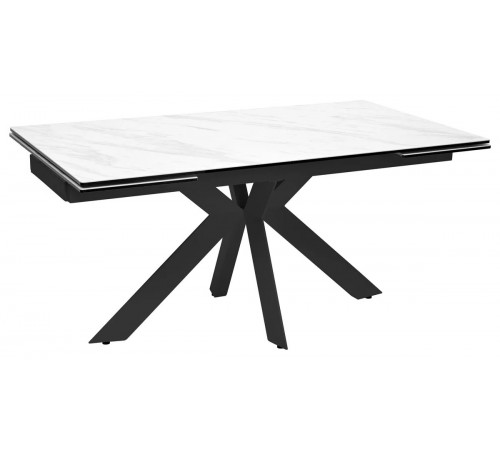 Стол BELLUNO 160 MARBLES KL-99 Белый мрамор матовый, итальянская керамика/ черный каркас, ®DISAUR