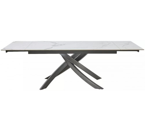 Стол ESTEBIO 160 GLOSS STATUARIO WHITE SOLID CERAMIC / Серый металлик, ®DISAUR