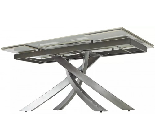 Стол ESTEBIO 160 GLOSS STATUARIO WHITE SOLID CERAMIC / Серый металлик, ®DISAUR