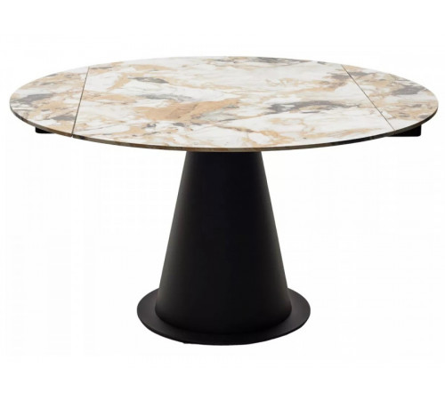Стол TERAMO 135 GLOSS GRAND JADE SOLID CERAMIC, керамика, поворотн.механизм / Черный каркас, ®DISAUR