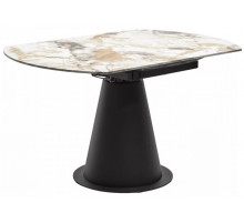 Стол TERAMO 135 GLOSS GRAND JADE SOLID CERAMIC, керамика, поворотн.механизм / Черный каркас, ®DISAUR