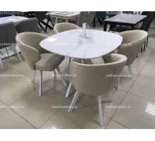 Обеденная группа SFK110 Белый мрамор/249 поворотный, B03 BEIGE белый каркас