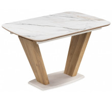 Стол Петир 120(160)х80х75 gilt white / дуб монтана