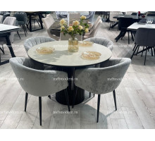 Обеденная группа AKR120 STONE BEIGE PREMIUM/441 M13 светло-серый, ножки черные