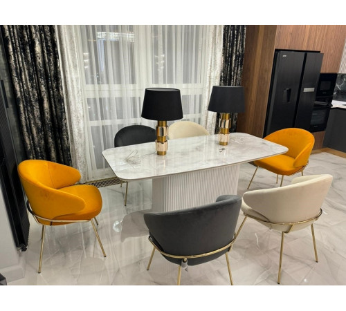 Стол Festa 160x90x77см, керамогранит белый мрамор (матовый), белый