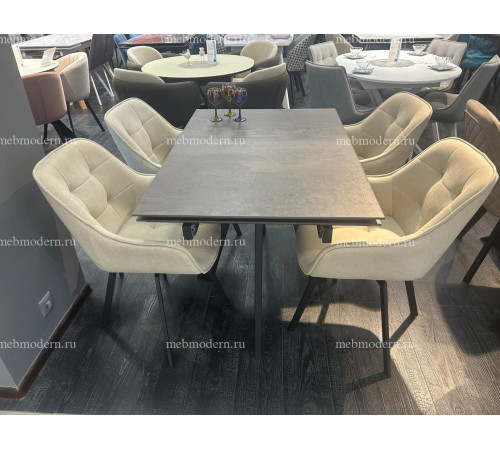 Обеденная группа DM120 Хромикс бронза/252М поворотный, B03 BEIGE, ножки черные