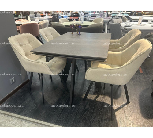Обеденная группа DM120 Хромикс бронза/252М поворотный, B03 BEIGE, ножки черные