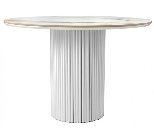 Стол Aura D110, керамогранит Calacatte gold (глянец), белый