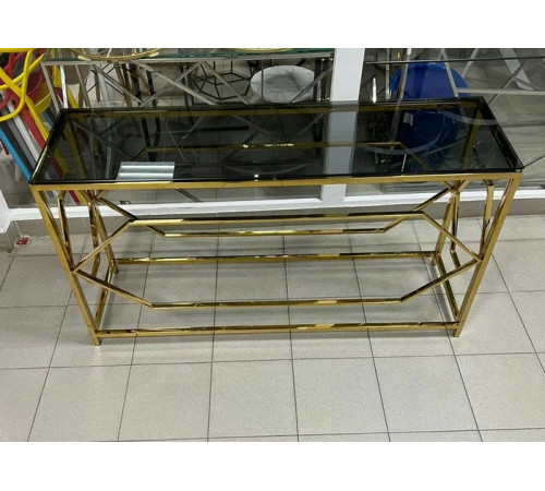 Стол-консоль BS-1536G Тонированное стекло/Gold