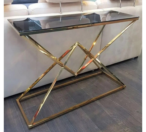 Стол-консоль BS-1000G Тонированное стекло/Gold