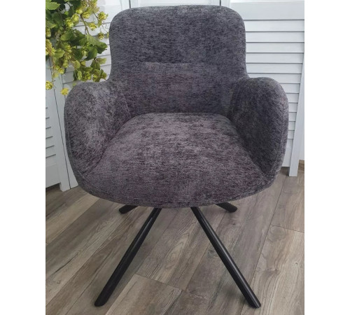 Стул KAROL 180 град. поворот. 3018-19 темно-серый, шенилл/ черный каркас, ®DISAUR