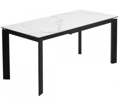 Стол CORNER 120 MATTE STATUARIO Белый мрамор матовый керамика, стекло/ черный каркас, ®DISAUR