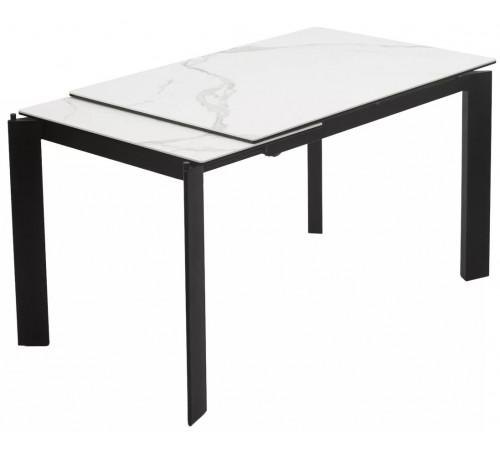 Стол CORNER 120 MATTE STATUARIO Белый мрамор матовый керамика, стекло/ черный каркас, ®DISAUR