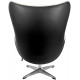 Кресло EGG STYLE CHAIR черный, экокожа (Enzo 999), белый иск.мех (Нефитос Lamb 10)