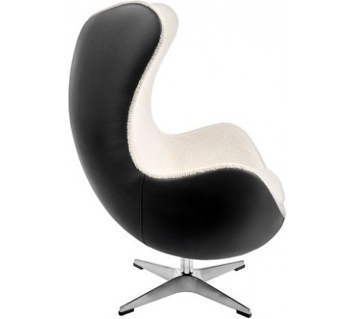 Кресло EGG STYLE CHAIR черный, экокожа (Enzo 999), белый иск.мех (Нефитос Lamb 10)