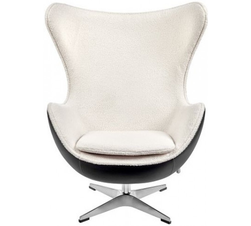 Кресло EGG STYLE CHAIR черный, экокожа (Enzo 999), белый иск.мех (Нефитос Lamb 10)