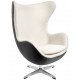 Кресло EGG STYLE CHAIR черный, экокожа (Enzo 999), белый иск.мех (Нефитос Lamb 10)