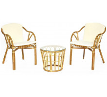 Комплект террасный AKIRA /с подушкой/  skin rattan eco, 54х60х78см / D46х40см, Natural (натуральный)