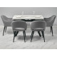 Стол Arthur раскладной 120-184x80x75см, керамогранит белый мрамор Greys White, чёрный