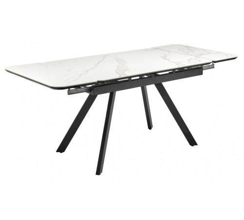 Стол Arthur раскладной 120-184x80x75см, керамогранит белый мрамор Greys White, чёрный