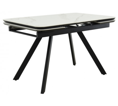 Стол Arthur раскладной 120-184x80x75см, керамогранит белый мрамор Greys White, чёрный
