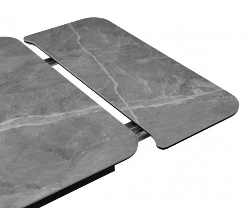 Стол Arthur раскладной 120-184x80x75см, керамогранит серый мрамор Greys Grey, чёрный