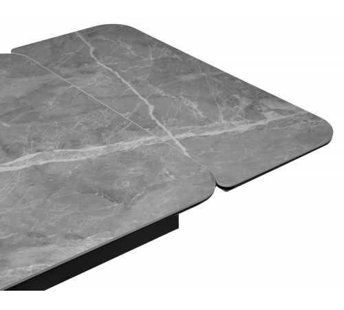 Стол Arthur раскладной 120-184x80x75см, керамогранит серый мрамор Greys Grey, чёрный