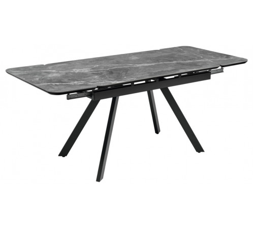 Стол Arthur раскладной 120-184x80x75см, керамогранит серый мрамор Greys Grey, чёрный