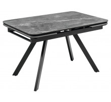 Стол Arthur раскладной 120-184x80x75см, керамогранит серый мрамор Greys Grey, чёрный