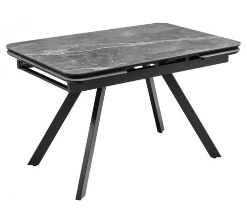 Стол Arthur раскладной 120-184x80x75см, керамогранит серый мрамор Greys Grey, чёрный