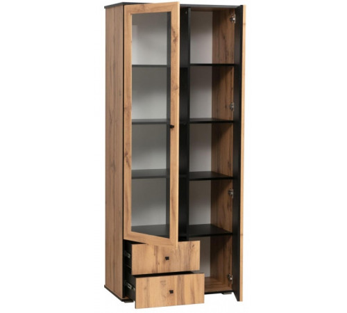 Витрина Либерти 51.02 дуб вотан / черный / профиль Masa Decor дуб вотан