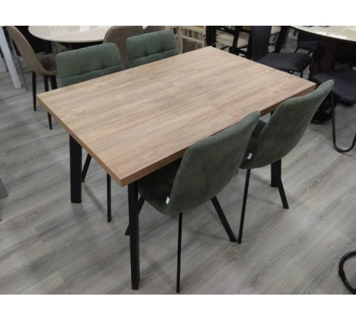 Обеденная группа BRICK  дуб 120/140/160/CHILLI SQUARE RU-01 PU малахит, PU