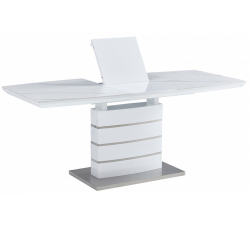 Стол DT275-110WT-CRMDF керамика белый мрамор/белый каркас