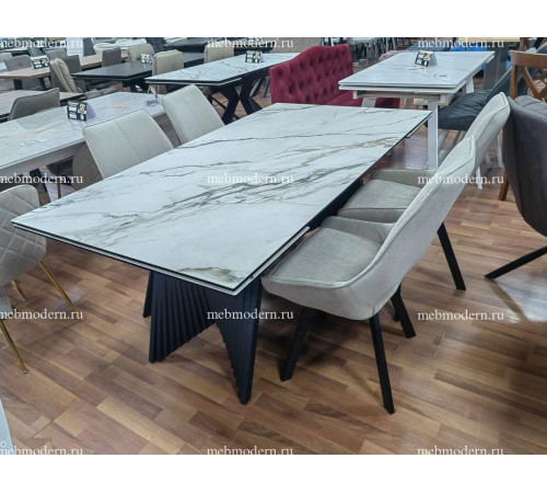 Обеденная группа IVAR 180 MARBLES KL-188/268 Z128 бежевый, ножки черные