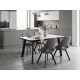 Стол НОРД 140 Белый мрамор MATTE, керамика / Черный каркас