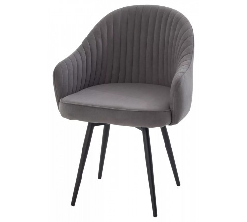 Стул ШЕЛЛ 360 град. поворот. цвет B28 Темно-серый, велюр / черный каркас