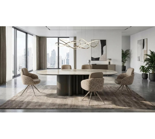 Стол ВЕНТО (VENTO) 280 ТОПАЗ TL-617, испанская керамика/ Коричневый графит каркас, ®DISAUR