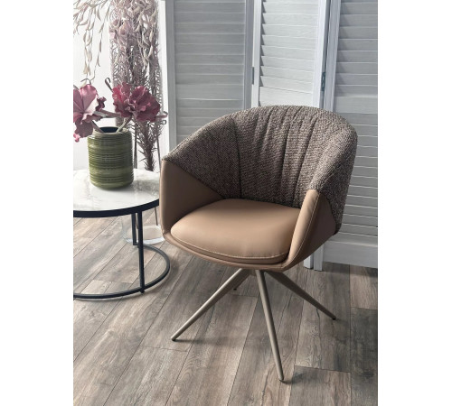 Стул ГИССЕН (GISSEN) 360 град., цвет КОФЕ HP032-08A PU / V885-1, экокожа / ткань / ЛАТТЕ, ®DISAUR
