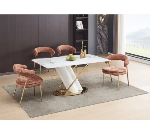 Стул Noro HC10039 Owen коралловый/золотой каркас