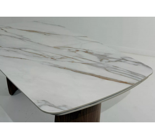 Стол ВЕСТБЕРГ (WESTBERG) 180 КАЛАКАТТА (GLOSS CALACATTA GOLD SOLID CERAMIC) / Орех натур, ®DISAUR