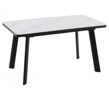 Стол НОРД 140 Белый мрамор MATTE, керамика / Черный каркас