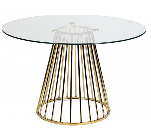 Стол Noro Ливерпуль прозрачное стекло / золотой каркас